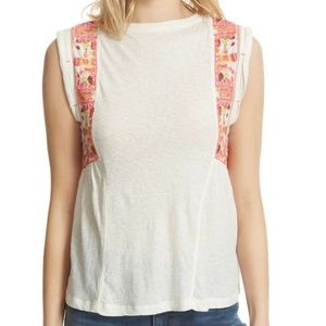 Free People Marcy Embroidered Peplum Top